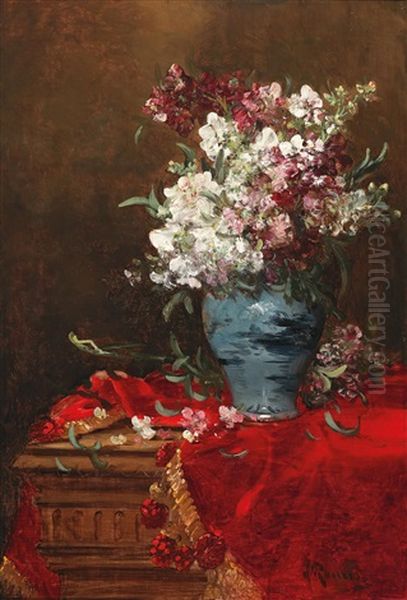 Stillleben Mit Blumen In Einer Vase Oil Painting by Alfred Rouby