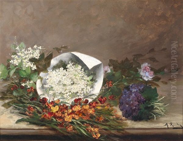 Spring Flowers Oil Painting by Alfred Rouby