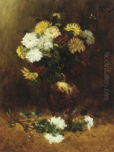 Vase De Fleurs Oil Painting by Alfred Rouby