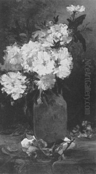 Vase De Pivoines Oil Painting by Alfred Rouby