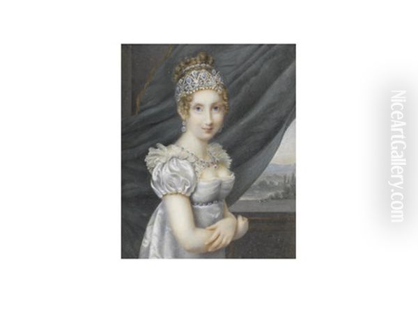 A Noblelady Oil Painting by Marie Marguerite Francoise Rouchier