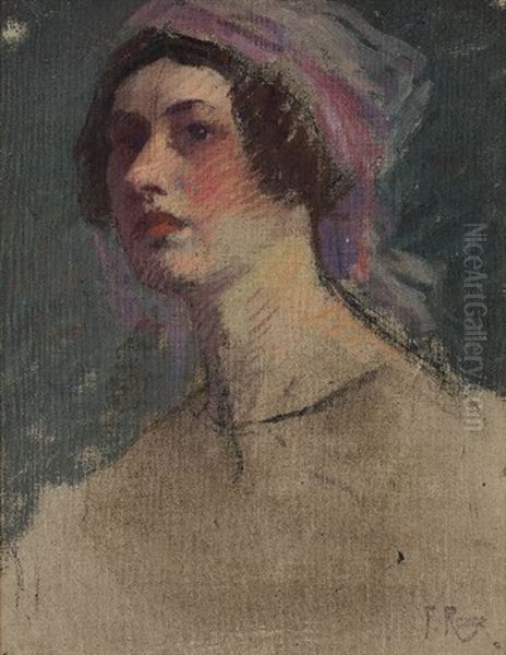 Femme A La Coiffe Mauve Oil Painting by Frederic Rouge