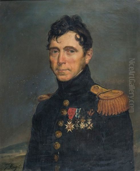 Portrait D'un Officier Superieur, Lieutenant Colonel D'infanterie De L'armee Royale Apres 1815 Oil Painting by Georges Rouget