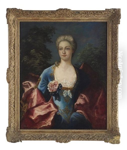 Portrait Of A Court Lady In 18th-century Costume Oil Painting by Jean Sebastien Rouillard