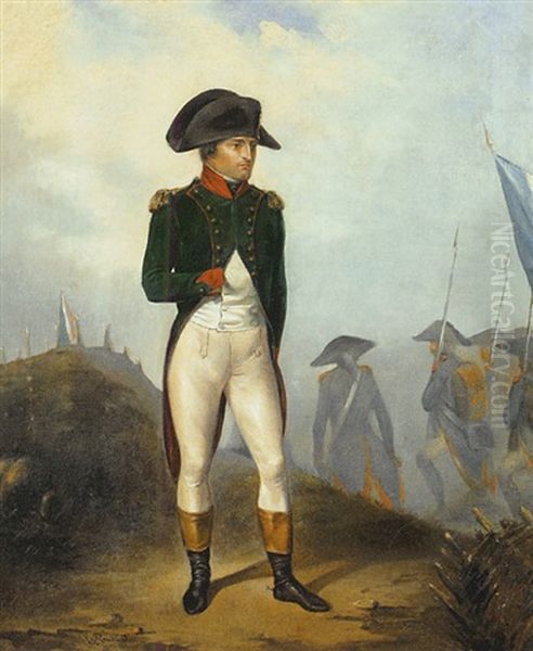 Portrait De Napoleon Sur Le Champ De Bataille Oil Painting by Jean Sebastien Rouillard