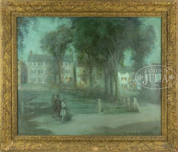 Moonlight Washington Square, Marblehead, Mass Oil Painting by Orlando Rouland