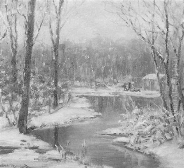 Stream In Winter Oil Painting by Orlando Rouland