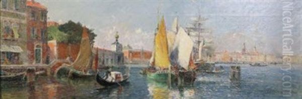 Vue De Venise Oil Painting by Gaston Marie Anatole Roullet