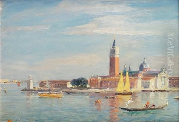 Venise, La Giudecca Oil Painting by Gaston Marie Anatole Roullet