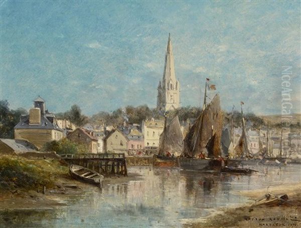 Der Hafen Von Honfleur Oil Painting by Gaston Marie Anatole Roullet