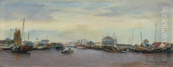 Haiphong, Tonkin Oil Painting by Gaston Marie Anatole Roullet