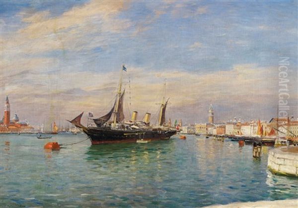 Vue De Venise Oil Painting by Gaston Marie Anatole Roullet