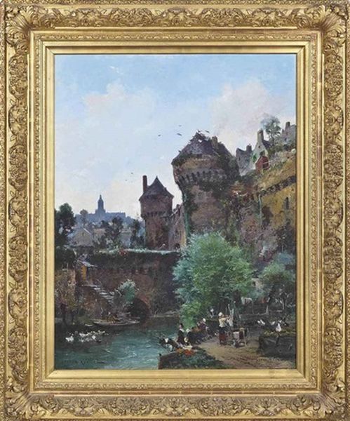 Chateau De Fougeres, Bretagne Oil Painting by Gaston Marie Anatole Roullet