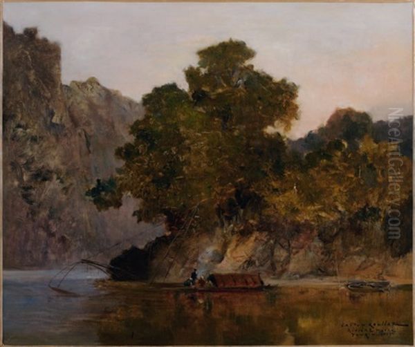 La Riviere Noire Au Tonkin Oil Painting by Gaston Marie Anatole Roullet