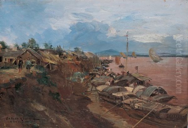 Landscape Of Hanoi Oil Painting by Gaston Marie Anatole Roullet