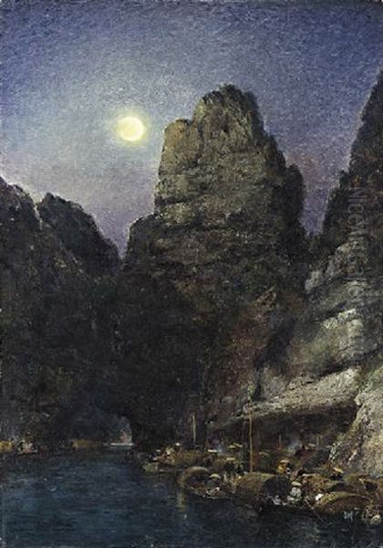 La Baie D'halong Oil Painting by Gaston Marie Anatole Roullet