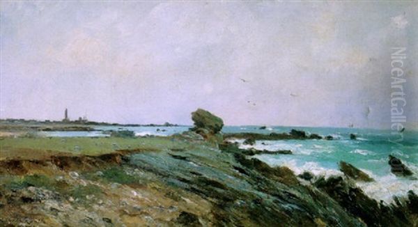 Costas De Bretana Oil Painting by Gaston Marie Anatole Roullet