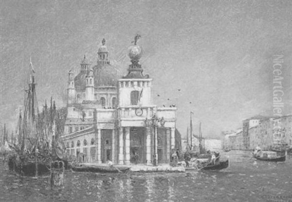 La Dogana - Venise Oil Painting by Gaston Marie Anatole Roullet