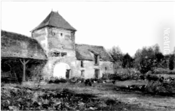 Ferme En Normandie Oil Painting by Gaston Marie Anatole Roullet