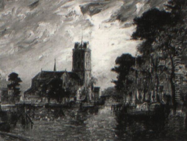 Dordrecht Oil Painting by Gaston Marie Anatole Roullet