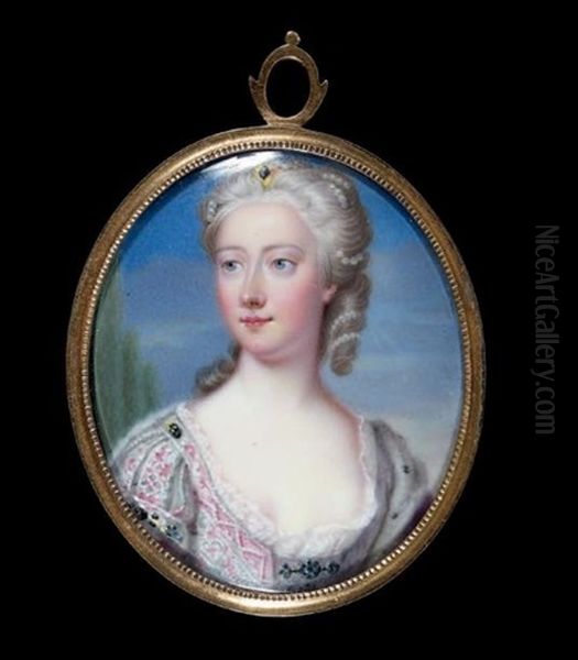 Portrait De La Princesse Amelia. (1711 - 1786) Deuxieme Fille Du Roi George Ii D'angleterre Oil Painting by Jean Andre Rouquet