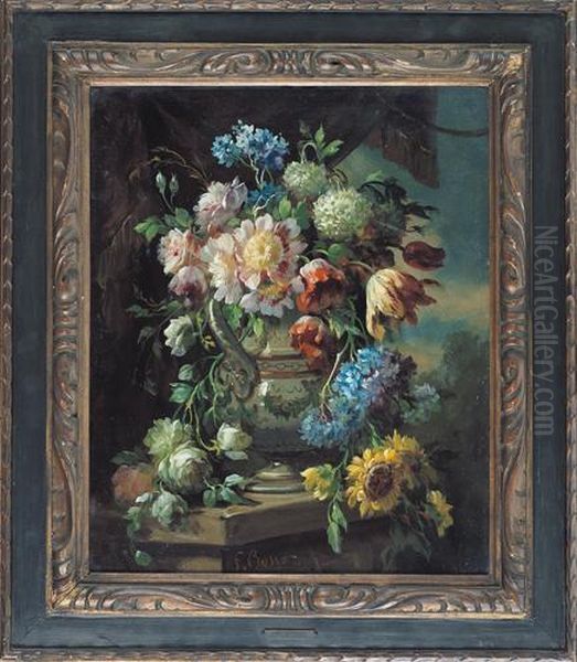 Vaso Di Fiori Oil Painting by Francesco Bosso