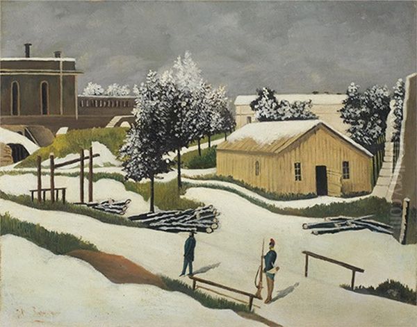 Paysage De Neige Oil Painting by Henri Rousseau