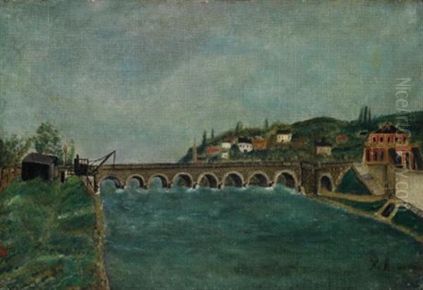 Vue Du Pont De Sevres Et De Saint-cloud Oil Painting by Henri Rousseau