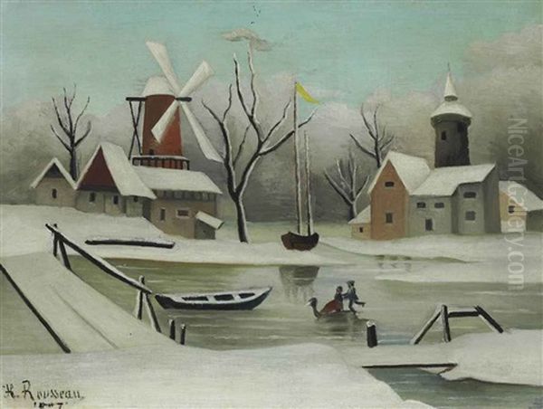 L'hiver Oil Painting by Henri Rousseau