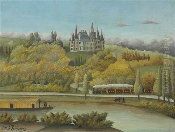 Bords De La Marne (l'automne, Vue De Damery-boursault) Oil Painting by Henri Rousseau