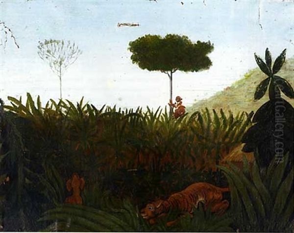 Jungle Oil Painting by Henri Rousseau