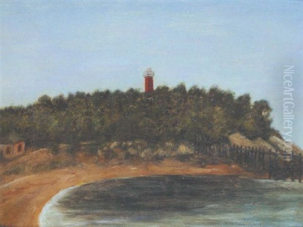 Landscape With Red Lighthouse Oil Painting by Henri Rousseau