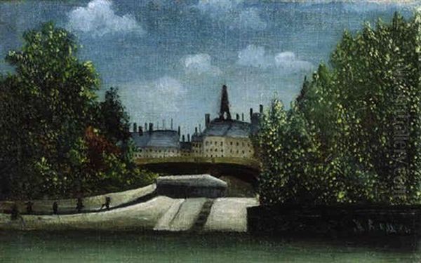 L'ile De La Cite Oil Painting by Henri Rousseau