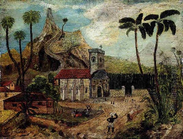 Paysage Exotique Avec Eglise (la Cueillette Du Coton) Oil Painting by Henri Rousseau