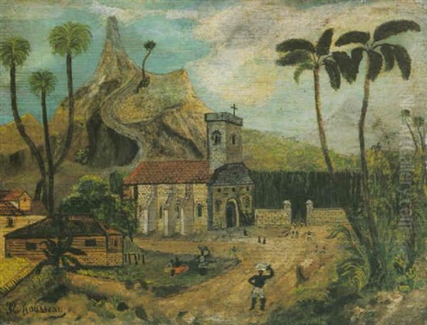 Paysage Exotique Avec Eglise (la Recolte Du Coton) Oil Painting by Henri Rousseau