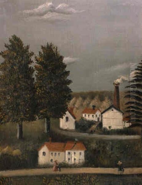 Paysage Et Usine Oil Painting by Henri Rousseau