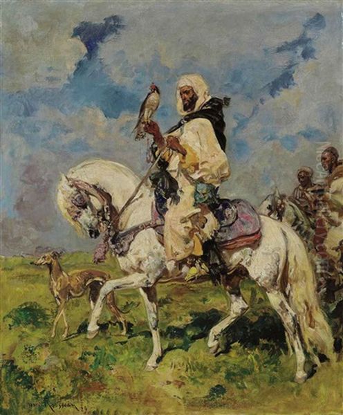 Moroccan Falconer Of The Plains Oil Painting by Henri Emilien Rousseau