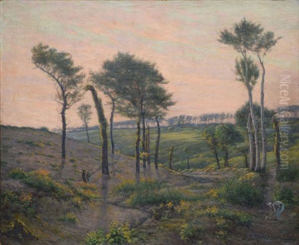 Arbres Au Couchant Dans Le Midi Oil Painting by Jean Jacques Rousseau