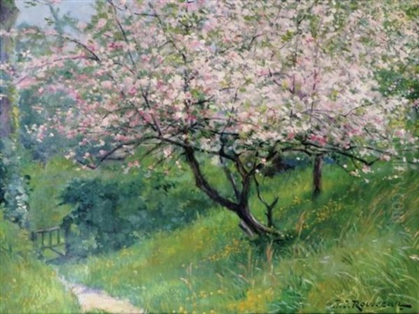 Cherry Blossom Oil Painting by Jean Jacques Rousseau