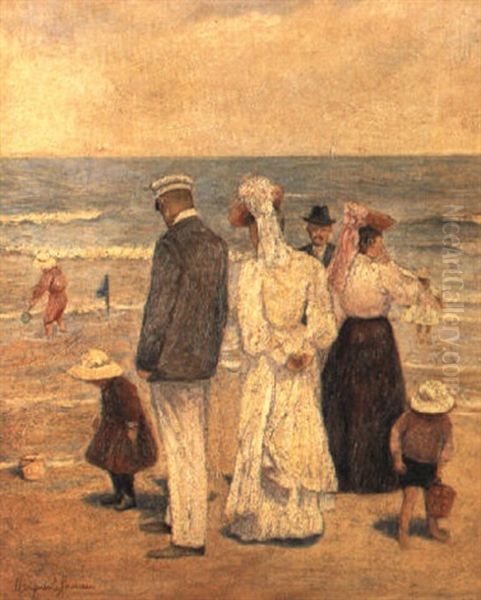 A La Plage Oil Painting by Marguerite Rousseau