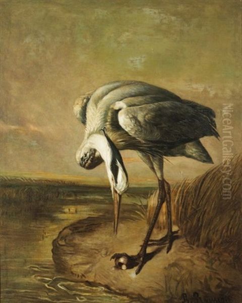 Un Heron Cendre Oil Painting by Philippe Rousseau