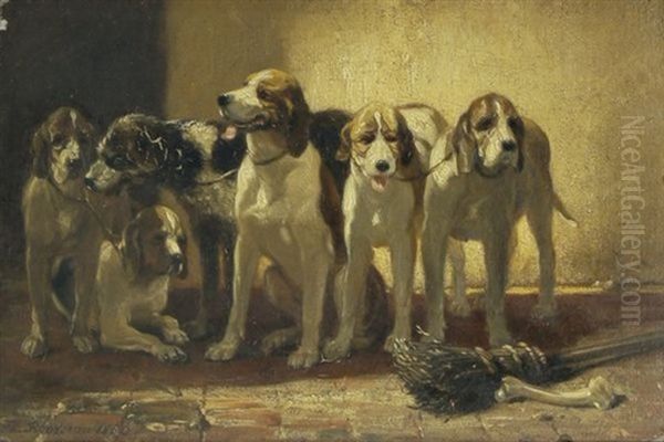 Chiens De Chasse Au Repos Oil Painting by Philippe Rousseau