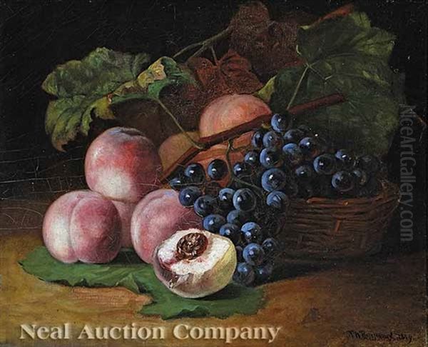 Still Life With Peaches And Grapes Oil Painting by Philippe Rousseau