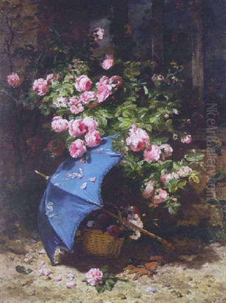 The Blue Parasol Oil Painting by Philippe Rousseau