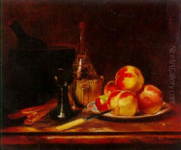 Nature Morte Aux Peches Oil Painting by Philippe Rousseau