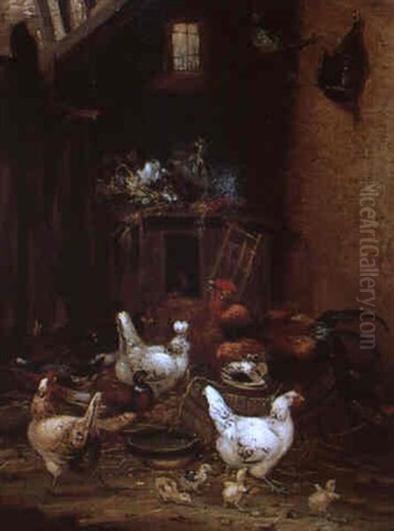 Poule Et Poussins Oil Painting by Philippe Rousseau