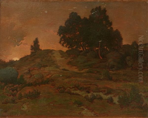 Soleil Couchant Sur Les Sables De Saint-jean-du-paris Oil Painting by Theodore Rousseau