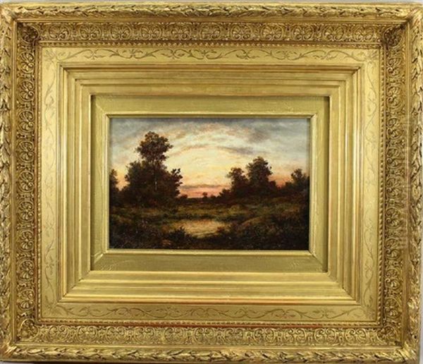 Barbizon Landscape At Sunset Oil Painting by Theodore Rousseau