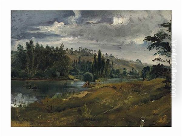 La Vallee Tournante De Thiezac, Auvergne Oil Painting by Theodore Rousseau