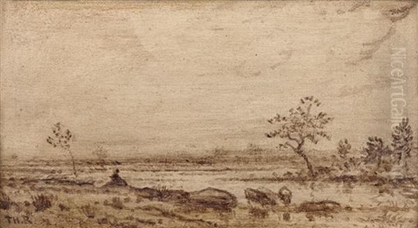 Paysage, Brunaille Oil Painting by Theodore Rousseau